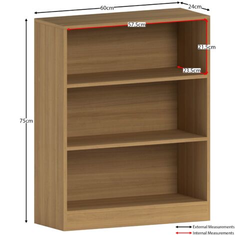 main image of "Cambridge 3 Tier Low Bookcase Shelving Storage Unit, White"