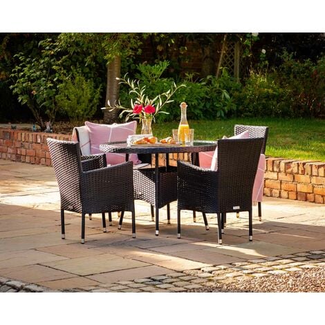 main image of "Cambridge 4 Rattan Garden Chairs and Small Round Table Set (various colours)"