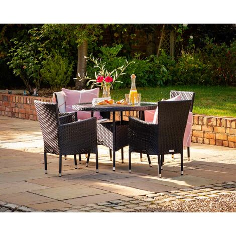 Cambridge 4 Rattan Garden Chairs And Small Round Table Set In Black Vanilla Cam 006 - Outdoor Rattan Garden Table And Chairs Cambridge 4 Rattan Garden Chairs And Small Round Table Set In Black Vanilla Cam 006 - Outdoor Rattan Garden Table And Chairs