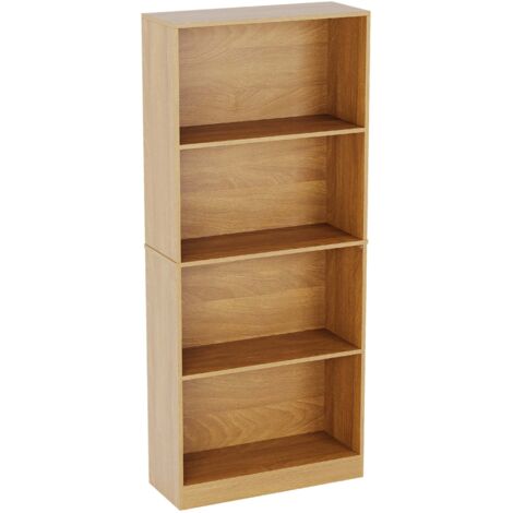 Cambridge 4 Tier Large Bookcase Shelving Storage Unit, Oak
