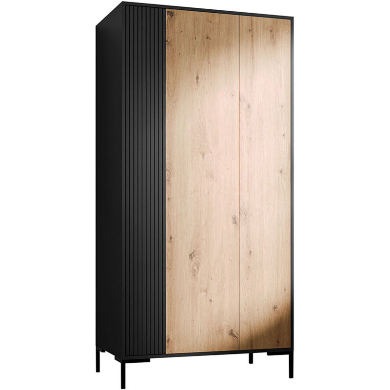 Bestmobilier - Cambridge - armoire - bois et noir - 184x90 cm