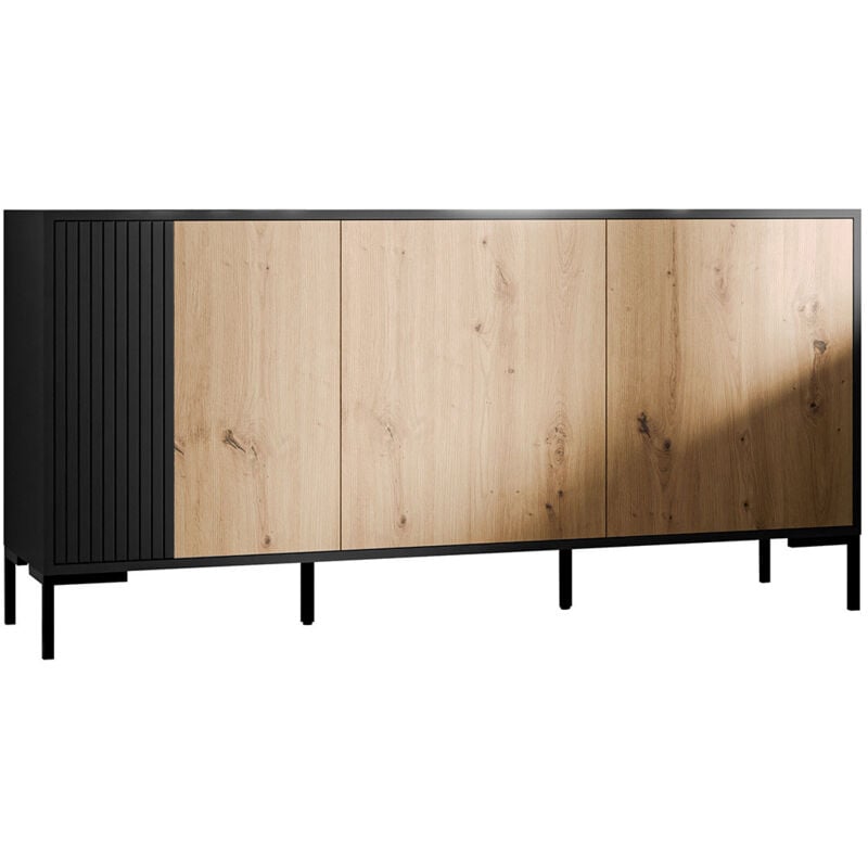 Cambridge - buffet bas - bois et noir - 150 cm
