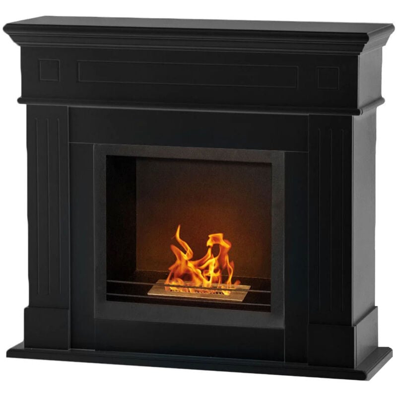 Frankystar - Cambridge - Cheminée au bioéthanol de sol en bois 110x37xH102 cm, couleur noir