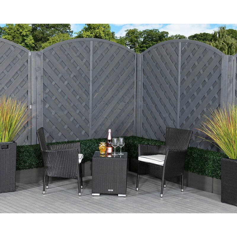 Rattan Direct - Cambridge Rattan Garden Bistro Square Set in Black and Vanilla