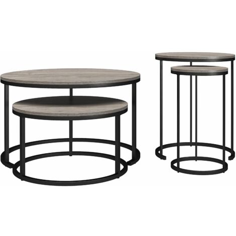 Camdale-Ensemble de 4 tables basses et cafés gigognes en aspect chêne gris