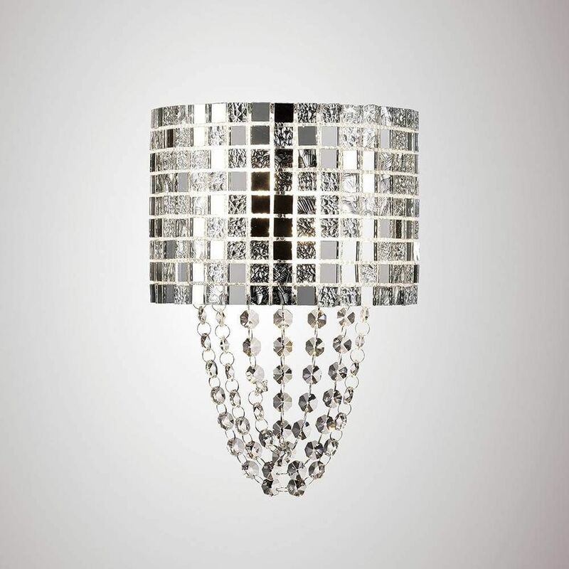 09diyas - Camden 2 Bulbs G9 Wall Lamp Polished Chrome / Mosaic Glass / Crystal