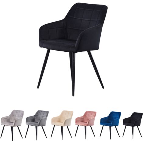 main image of "Camden LUX Velvet Chair | Square Stitched Design | Modern Dining Chair | Cushion Padded |BLACK"