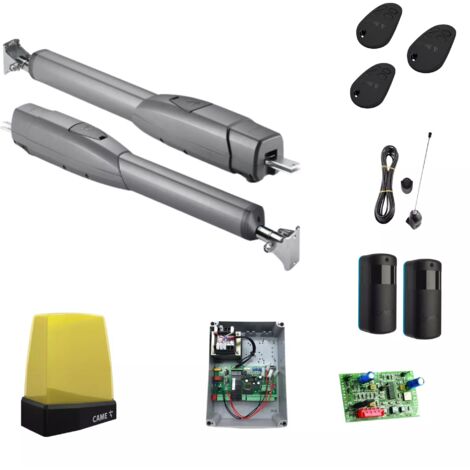 Came – Kit de motorisation de portail battant 2 vantaux jusqu'à 5 m – Moteur télescopique 230 V – Résistance acier-aluminium – Télécommandes incluses
