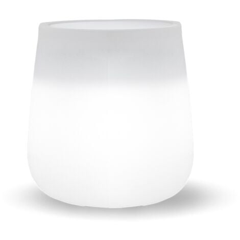 MOOVERE 40 Runder Blumenkasten mit Licht für Pflanzen und Blumen Sehr widerstandsfähig. Solarladung und wiederaufladbare Batterie. RGB-Licht. Hergestellt aus Polyethylen in Spanien.