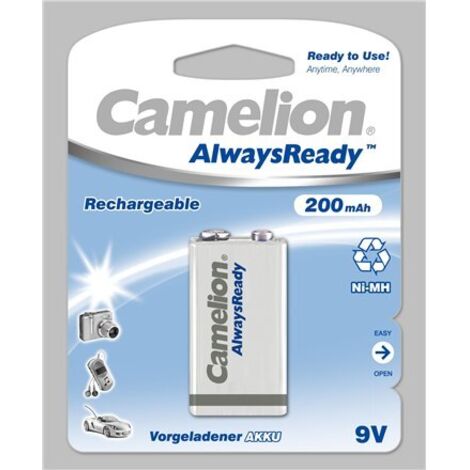 Camelion 9V/6HR61 200mAh Piles Ni-MH AlwaysReady 1 pièce