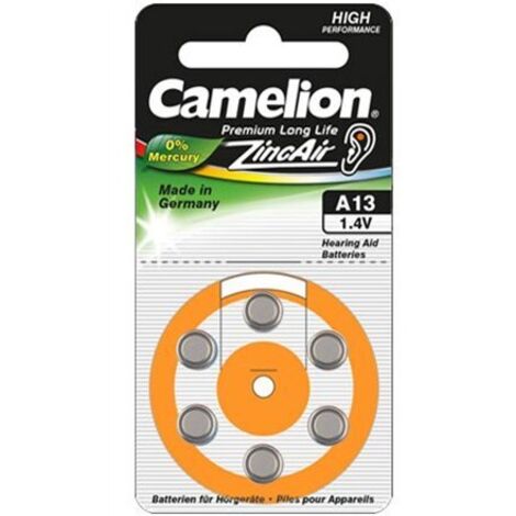 Camelion  A13/DA13/ZL13  Piles à air zinc  6 pièces