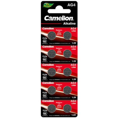 Camelion Pile bouton pour montre 1.5V-18mAh LR626/AG4 (10 pcs/bl) (V377AC)