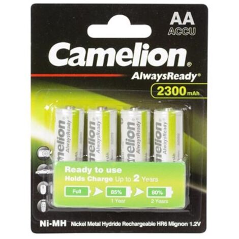 CAMELION pile rechargeable NiMH AA AlwaysReady, 2300 mAh, 4 pièces