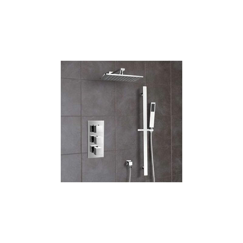 Contemporary Concealed Thermostatic Valve With Shower Head And Slider Shower Rail Kit