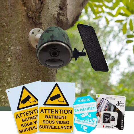Caméra 4G 100% sans fil version FR + panneau solaire noir / extérieure IP65 / 4MP / Détecte enregistre notifie via App