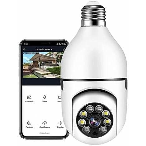 Caméra Ampoule, Caméra Ampoule 360 Degrés WiFi Extérieur avec