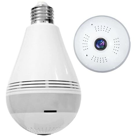 Caméra ampoule, caméra panoramique 360°, caméra WiFi domestique HD 1080P, caméra IP de surveillance VR sans fil intérieure/extérieure, pour moniteur bébé/animal de compagnie vision nocturne caméras de détection de mouvement