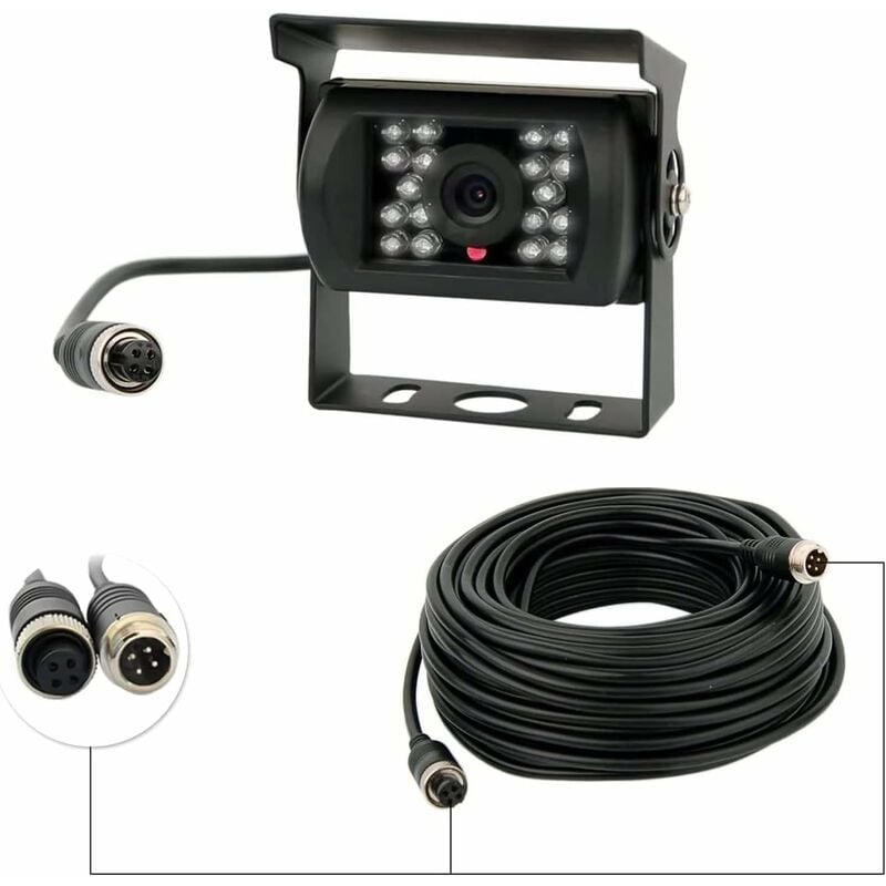 Camera arrière 12 V-24 v 4 Broches à 18 LEDs ir, étanche, Vision de Nuit, 4 Broches, câble pour Voiture/Bus/Camion/remorque/Caravane/Camping-Car