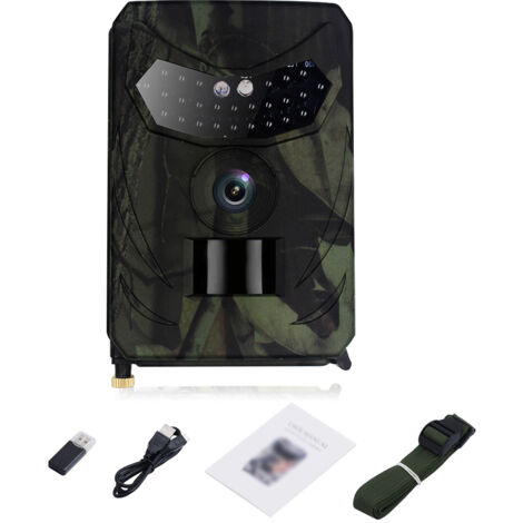 Caméra chasse PR100C 12MP 1080P, observation animaux surveillance maison, 26 LED infrarouges, jour/nuit, photos vidéos