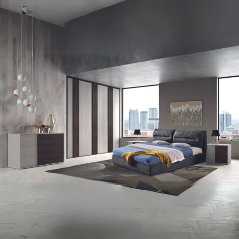 Camera da letto Cecilia grigio frassinato con inserti noce scuro