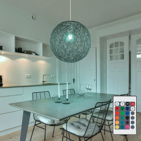 Camera da letto luce a sospensione telecomando lampada a sospensione carta intreccio palla in set tra cui RGB lampadina LED