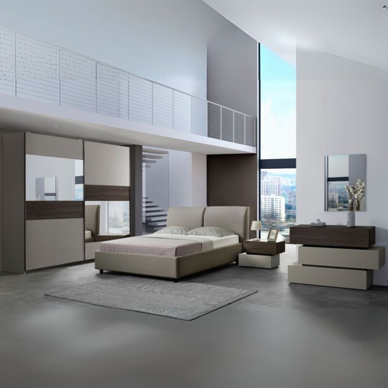 Camera Da Letto Kendra Con Letto Contenitore Imbottito E Armadio 2 ...