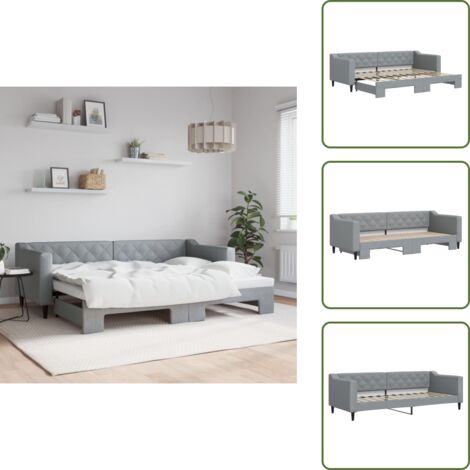 Camera da letto - vidaXL Divano Letto con Letto Estraibile Grigio Chiaro 80x200 Tessuto - Letto da giorno