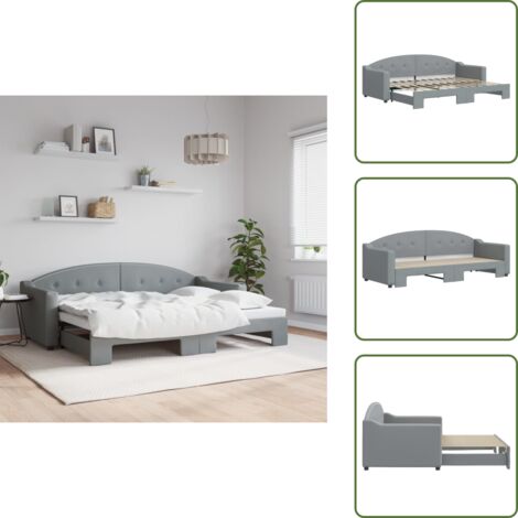 Camera da letto - vidaXL Divano Letto con Letto Estraibile Grigio Chiaro 80x200 Tessuto - Letto da giorno