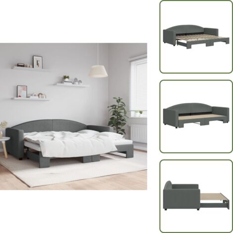 Camera da letto - vidaXL Divano Letto con Letto Estraibile Grigio Scuro 90x200cm Tessuto - Letto da giorno