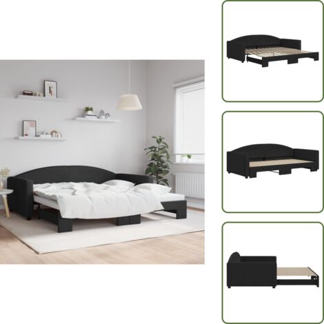 Camera da letto - vidaXL Divano Letto con Letto Estraibile Nero 100x200 cm in Tessuto - Letto da giorno