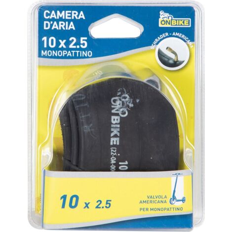 Camera d'aria per monopattino misura 10x2.5, con valvola americana curva