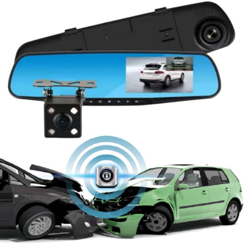 Caméra de Bord Grand Angle 170° Dashcam pour Voiture Camping- Car. Caméra Avant et arrière étanche caméra embarquée dvr Full HD 1080P rétroviseur