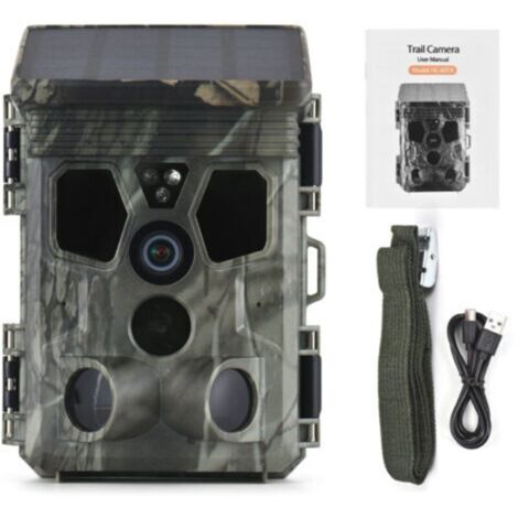 Caméra de Chasse Solaire 4K 50MP 65ft .120°/IP66 . 0.3s Déclenchement.Chasse Trail Caméra Caméra Faune Caméra
