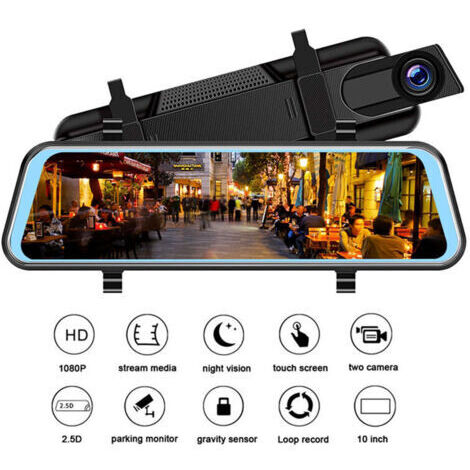 Caméra de recul avec vision nocturne 1080P – GPS intégré – G-sensor – Enregistrement en boucle – Aide au stationnement