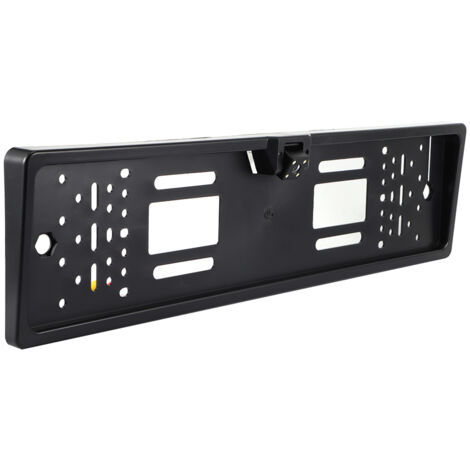 Caméra de recul Caméra de recul, Cadre de Plaque d'immatriculation européenne LED Vue arrière Caméra Vision Nocturne avec lumière Blanche IP65 étanche(Noir)