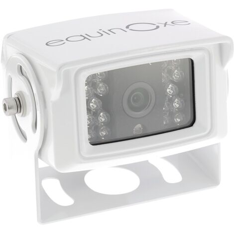 Caméra de recul filaire 18 LEDs blanche – Vision nocturne 120° – Étanchéité IP69K – Alimentation 12-24V DC pour véhicules – Equinoxe