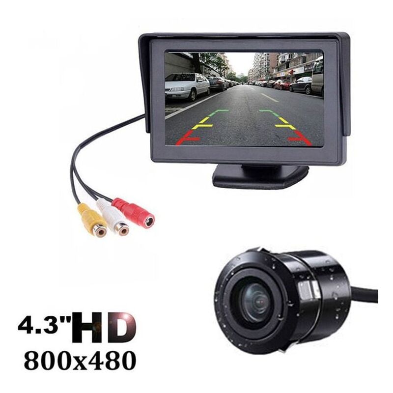 Caméra de recul hd 1080P 4.3 '' écran Tableau de Bord Moniteur Kit système de stationnement pour Voiture Camping Camion Caravane étanche Vision