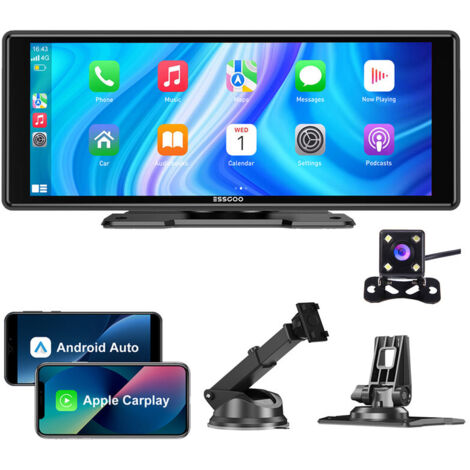 Caméra de recul sans fil Apple CarPlay Android Auto + écran couleur portable 10,26 pouces CAM