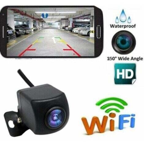 Caméra de recul sans fil HD WIFI Caméra de recul pour voiture, véhicules, caméra de recul WiFi avec vision nocturne, moniteur de recul sans fil LCD étanche IP67,
