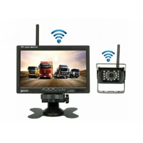 Caméra de recul sans fil pour véhicule, écran LCD 7 pouces, compatible avec camions, bus, camping-cars, remorques, excavatrices, 12-24 V, étanche IP67, angle de vision de 120°.