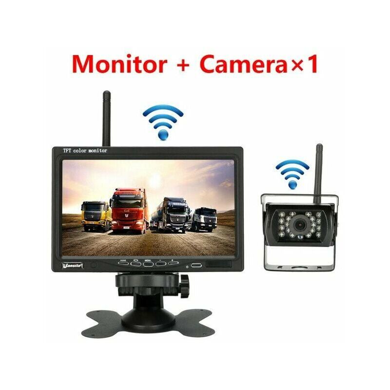 Camera de recul sans fil pour vehicule moniteur lcd de 7 pouces pour camion, Bus, rv, remorque, excavateur 12V-24V Etanche IP67 Angle 120��