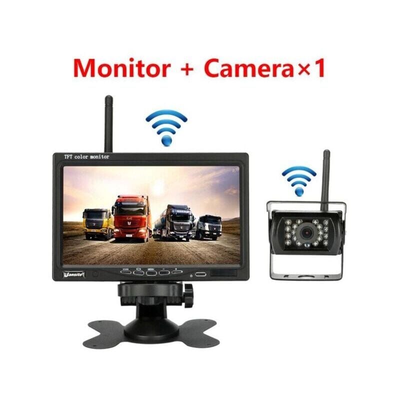 SNQ - Camera de recul sans fil pour vehicule moniteur lcd de 7 pouces pour camion, Bus, rv, remorque, excavateur 12V-24V Etanche IP67 Angle 120��,