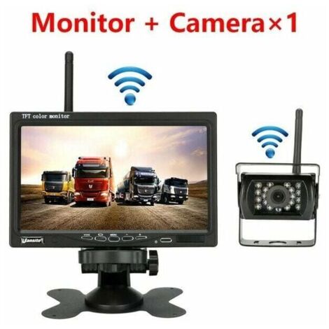 Camera de recul sans fil pour vehicule moniteur LCD de 7 pouces pour camion, Bus, RV, remorque, excavateur 12V-24V Etanche IP67 Angle 120��