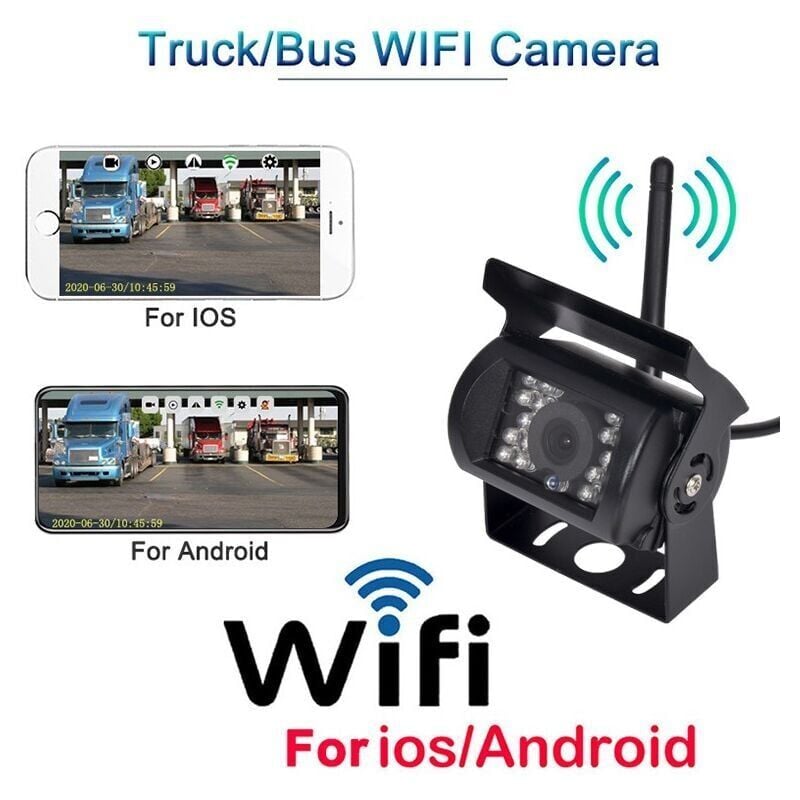 SNQ - Camera de recul sans fil wifi hd 12V-24V pour camion Grand Angle 170 degre Distance de transmission 50 m Vision nocturne etanche IP67,