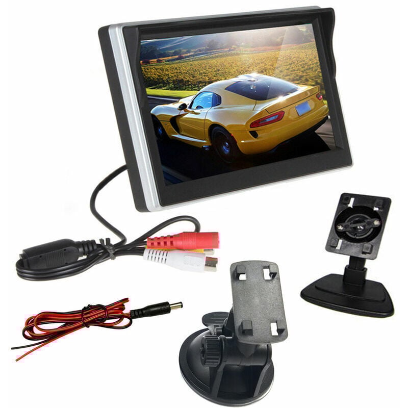 Camera De Recul Tft-Lcd De 5 Pouces Avec Prise En Charge De La Camera De Voiture/Dvd/Camera De Surveillance/Decodeur/Satellite Recevant Le Moniteur