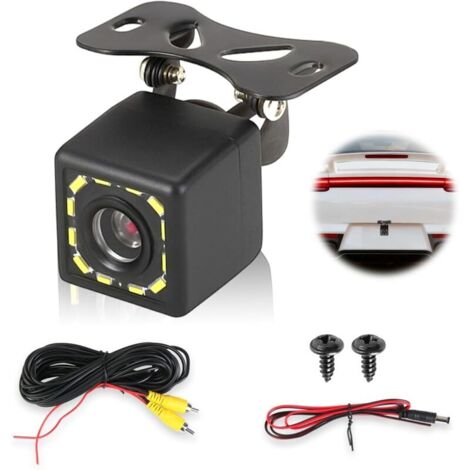 Camera De Recul Voiture 170° Grand Angle, Super Vision Nocturne avec 12 LED, Mini Caméra étanche Ip67 pour Installation De Caméra De Recul pour Voiture, Camion, Van, Camping Car Et Remorque