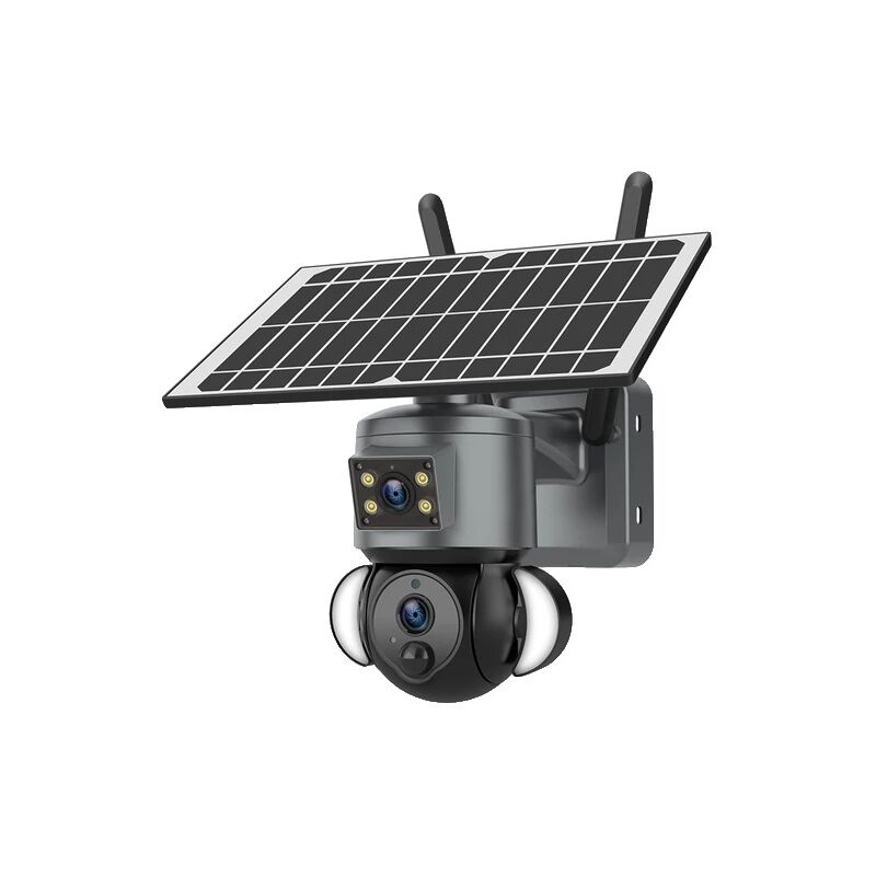 Caméra de sécurité à batterie solaire 8MP 4G SIM extérieure détection de mouvement PIR Audio bidirectionnel gris WIFI 128GB