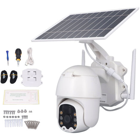 Caméra de sécurité à énergie solaire 3MP 1080P HD, sans fil, détection de mouvement PIR à 360 °, pour l'extérieur, pour Hall, WiFi 2.4GHz
