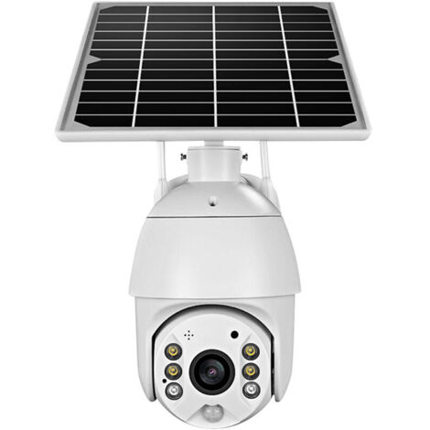 Caméra de sécurité à panneau solaire sans fil 1080P Caméra de surveillance extérieure étanche avec prise en charge de la vision nocturne en couleur PIR Détection humaine/Audio bidirectionnel/Moniteur 