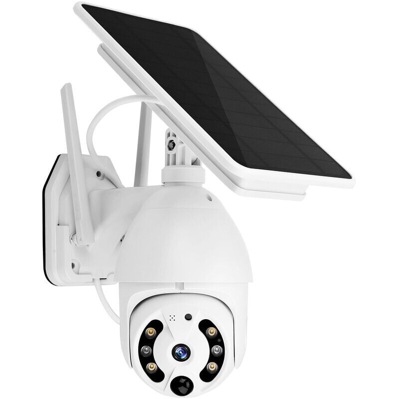Dpzo - Camera De Securite a Panneau Solaire Sans Fil, Camera Exterieure 1080P Wifi Camera De Surveillance Ptz 360° Prise En Charge Vision Nocturne,